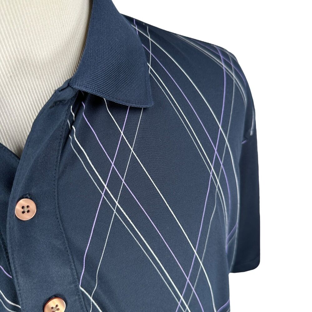 Page Tuttle Polo Shirt Mens XL‎ Stoney Point The Links Striped Golf Navy Blue - Picture 2 of 10
